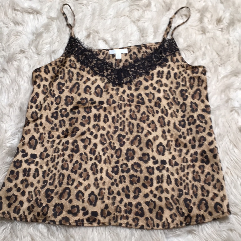 Abound Leopard Print Sz Med Camisole with lace detail